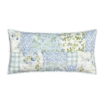 Five Queens Court Kara Quilted Boudoir Decorative Throw Pillow Blue
