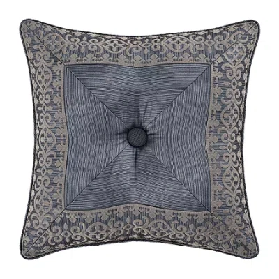 Five Queens Court Leah Square Throw Pillow In Blue