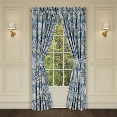 Five Queens Court Marietta Rod Pocket Room Darkening Set Of 2 Curtain Panel In Blue