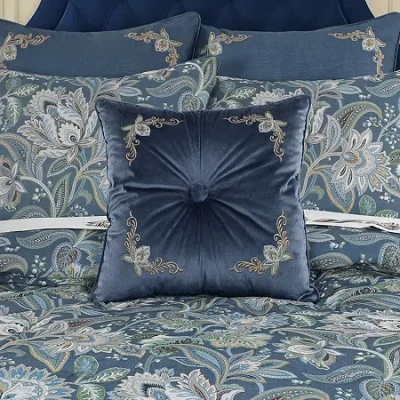 Five Queens Court Marietta Square Throw Pillow In Blue