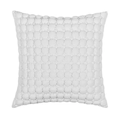 Five Queens Court Marshmallow Puff 20" Square Quilted Decorative Throw Pillow In White