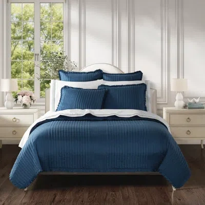 Five Queens Court Meadow Full/queen 3pc. Quilt Set In Blue