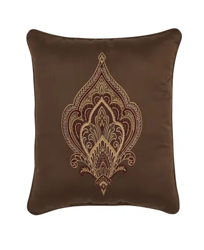 Five Queens Court Odette Square Decorative Pillow, 18" X 18" In Brown