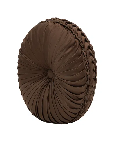 Five Queens Court Odette Tufted Round Decorative Pillow, 15" X 15" In Brown