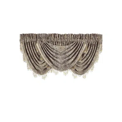 Five Queens Court Paulina Window Waterfall Valance In Stone