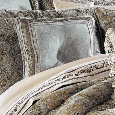 Five Queens Court Provence 16" Square Decorative Throw Pillow In Stone