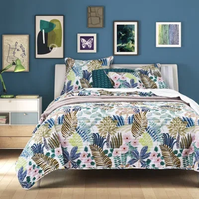 Five Queens Court Rockaway Quilt Set In Teal