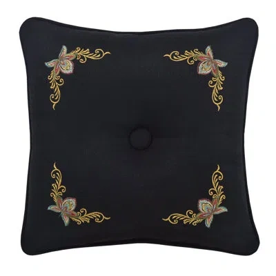 Five Queens Court Stefania 16" Square Decorative Throw Pillow In Black