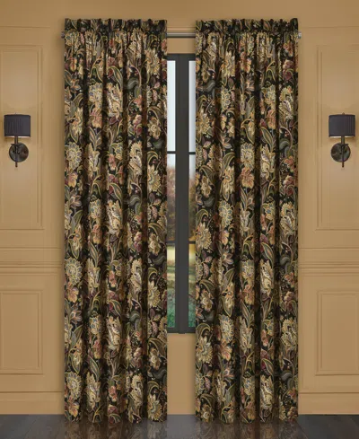Five Queens Court Stefania 4 Piece Window Panel Pair, 50" X 95" In Black