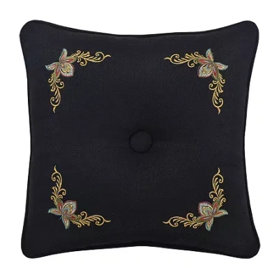 Five Queens Court Stefania Square Throw Pillow In Black