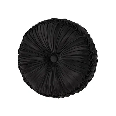 Five Queens Court Trinity Tufted Round Decorative Throw Pillow In Black