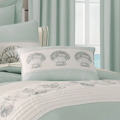 Five Queens Court Water's Edge Boudoir Decorative Throw Pillow In Aqua,cream