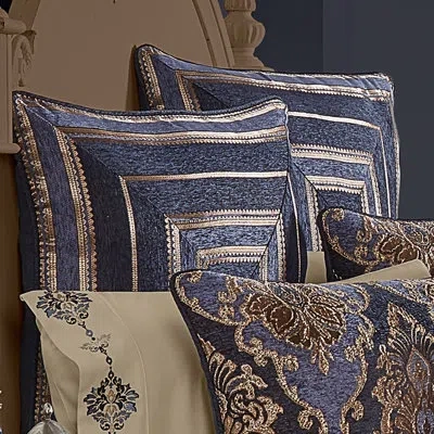 Five Queens Court Woodstock Euro Sham In Indigo
