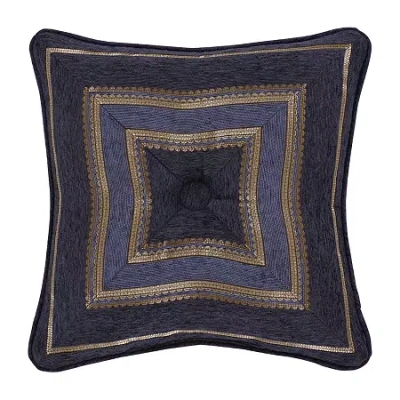 Five Queens Court Woodstock Square Throw Pillow In Blue