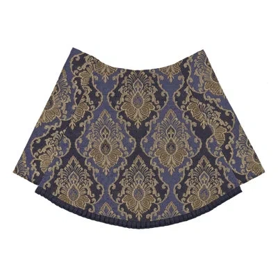 Five Queens Court Woodstock Window Waterfall Valance In Indigo