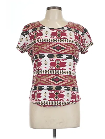 Pre-owned Five Star By Roper Short Sleeve Blouse In Burgundy