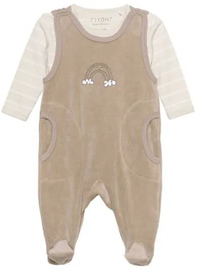 Fixoni Body Long Sleeves With Velour Romper In Brown