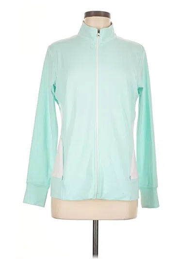 Pre-owned Fj Footjoy Long Sleeve Top Teal Mock Neckline Tops In Blue