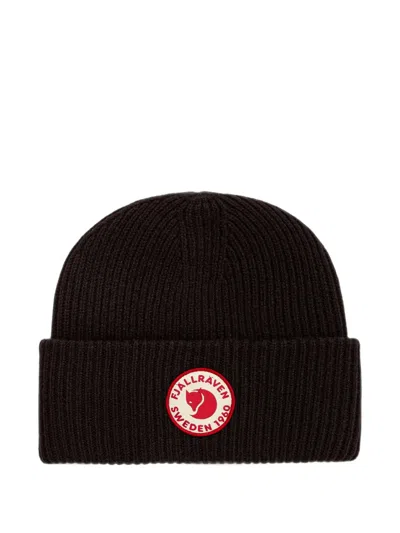 Fjall Raven 1960 Logo-patch Ribbed-knit Beanie Hat In Black