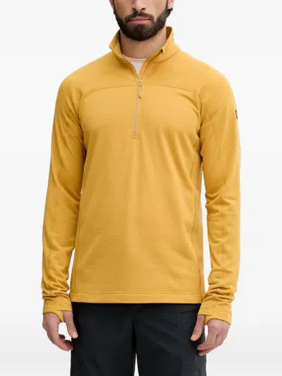 Fjall Raven Abisko Lite Half-zip Ribbed-knit Sweater In Yellow