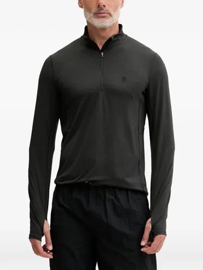 Fjall Raven Abisko Quarter-zip Logo-embroidered Sweatshirt In Gray