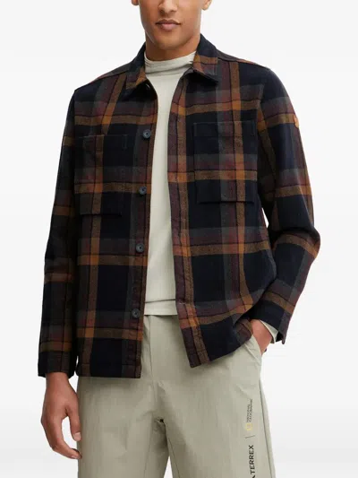 Fjall Raven Check-pattern Two-pocket Shirt Jacket In Blue