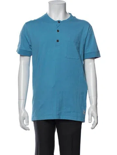 Pre-owned Fjall Raven Crew Neck Short Sleeve Henley In Blue