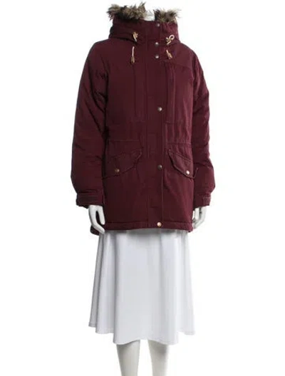 Pre-owned Fjall Raven Down Coat In Burgundy