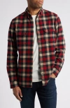 Fjall Raven Fjällräven Skog Trim Fit Plaid Cotton Flannel Button-down Shirt In Dark Navy-red