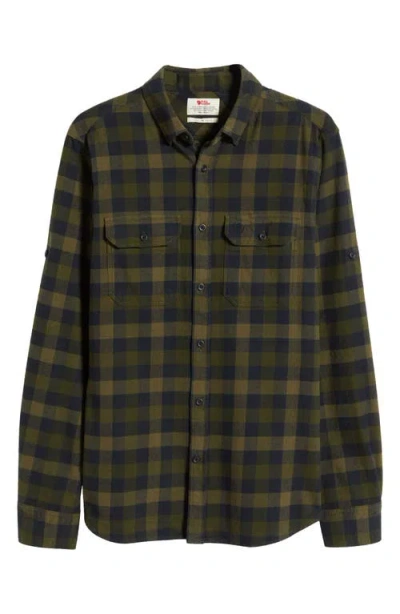 Fjall Raven Fjällräven Skog Trim Fit Plaid Cotton Flannel Button-down Shirt In Green
