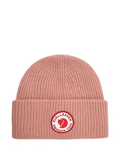 Fjall Raven Logo-patch Ribbed Beanie Hat In Pink
