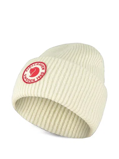 Fjall Raven Logo-patch Ribbed-knit Beanie Hat In Neutral