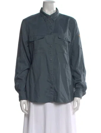 Pre-owned Fjall Raven Long Sleeve Button-up Top In Blue