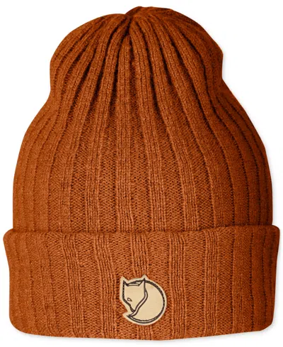 Fjall Raven Men's Byron Wool Logo Ribbed Beanie Hat In Brown