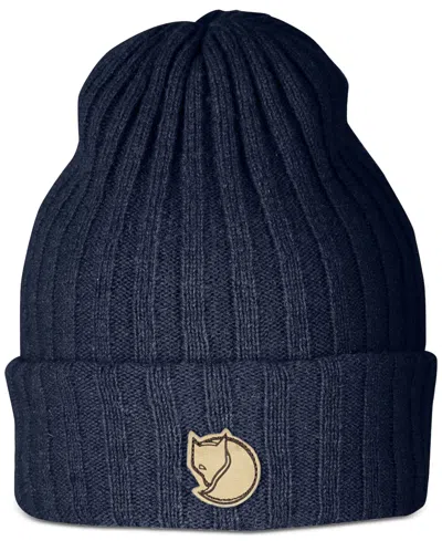 Fjall Raven Men's Byron Wool Logo Ribbed Beanie Hat In Dark Navy