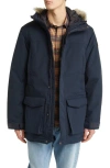 Fjall Raven Nuuk Lite Waterproof Parka With Faux Fur Trim In Dark Navy