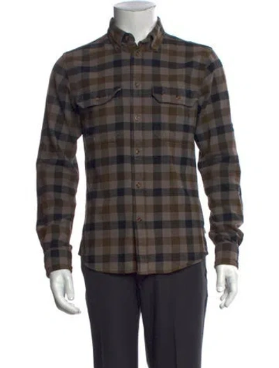 Pre-owned Fjall Raven Plaid Print Long Sleeve Shirt In Brown