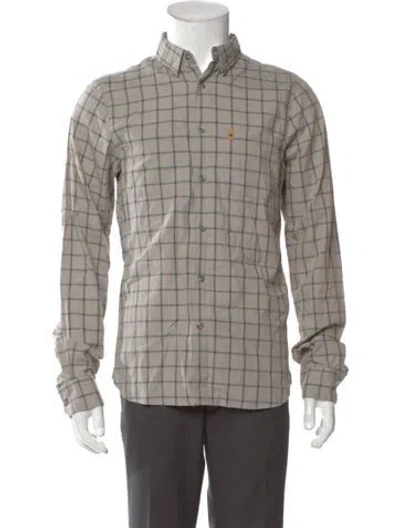Pre-owned Fjall Raven Plaid Print Long Sleeve Shirt In Gray