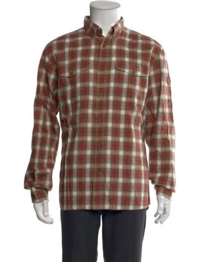 Pre-owned Fjall Raven Plaid Print Long Sleeve Western Shirt In Brown