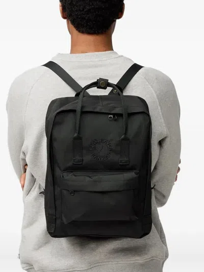 Fjall Raven Re-kånken Embossed-logo Backpack In Black