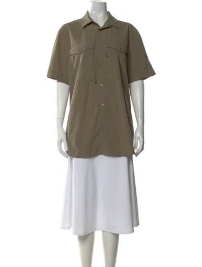 Pre-owned Fjall Raven Short Sleeve Button-up Top In Green