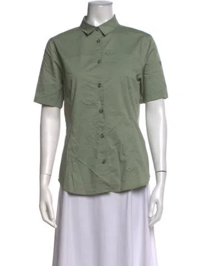 Pre-owned Fjall Raven Short Sleeve Button-up Top In Green