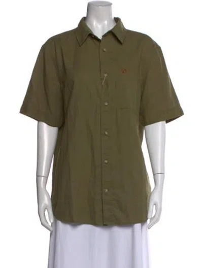 Pre-owned Fjall Raven Short Sleeve Button-up Top W/ Tags In Green