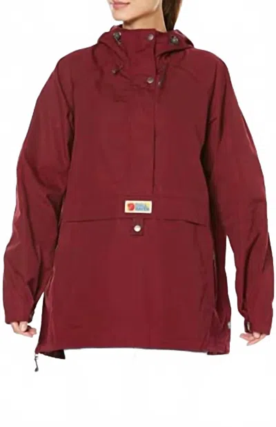 Fjall Raven Vardag Anorak Relaxed Fit Jacket In Bordeaux Red In Animal Print