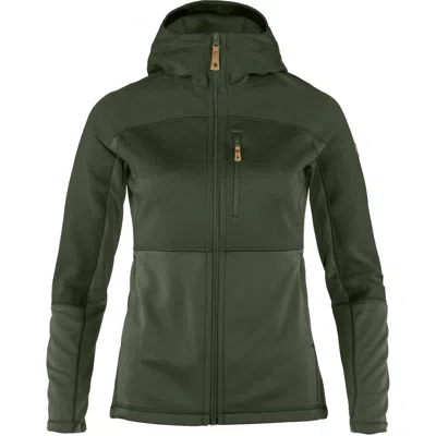 Fjall Raven Women's Abisko Hooded Full Zip Fleece Jacket In Deep Forest In Green