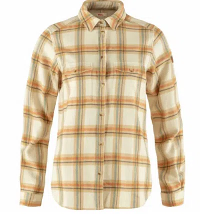 Fjall Raven Women's Ovik Heavy Flannel Shirt In Chalk White/dune Beige In Multi