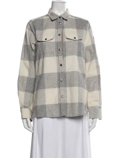 Pre-owned Fjall Raven Wool Plaid Print Jacket In Grey
