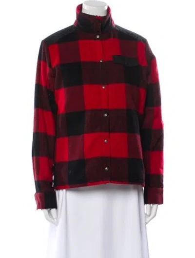 Pre-owned Fjall Raven Wool Plaid Print Jacket In Red