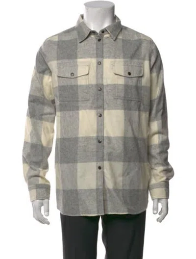Pre-owned Fjall Raven Wool Plaid Print Shirt In Grey