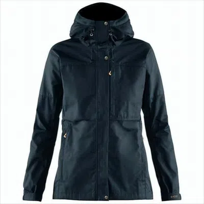 Fjallraven Kanken Fitted High Collar Outdoor Jacket With Adjustable Hood In Blue